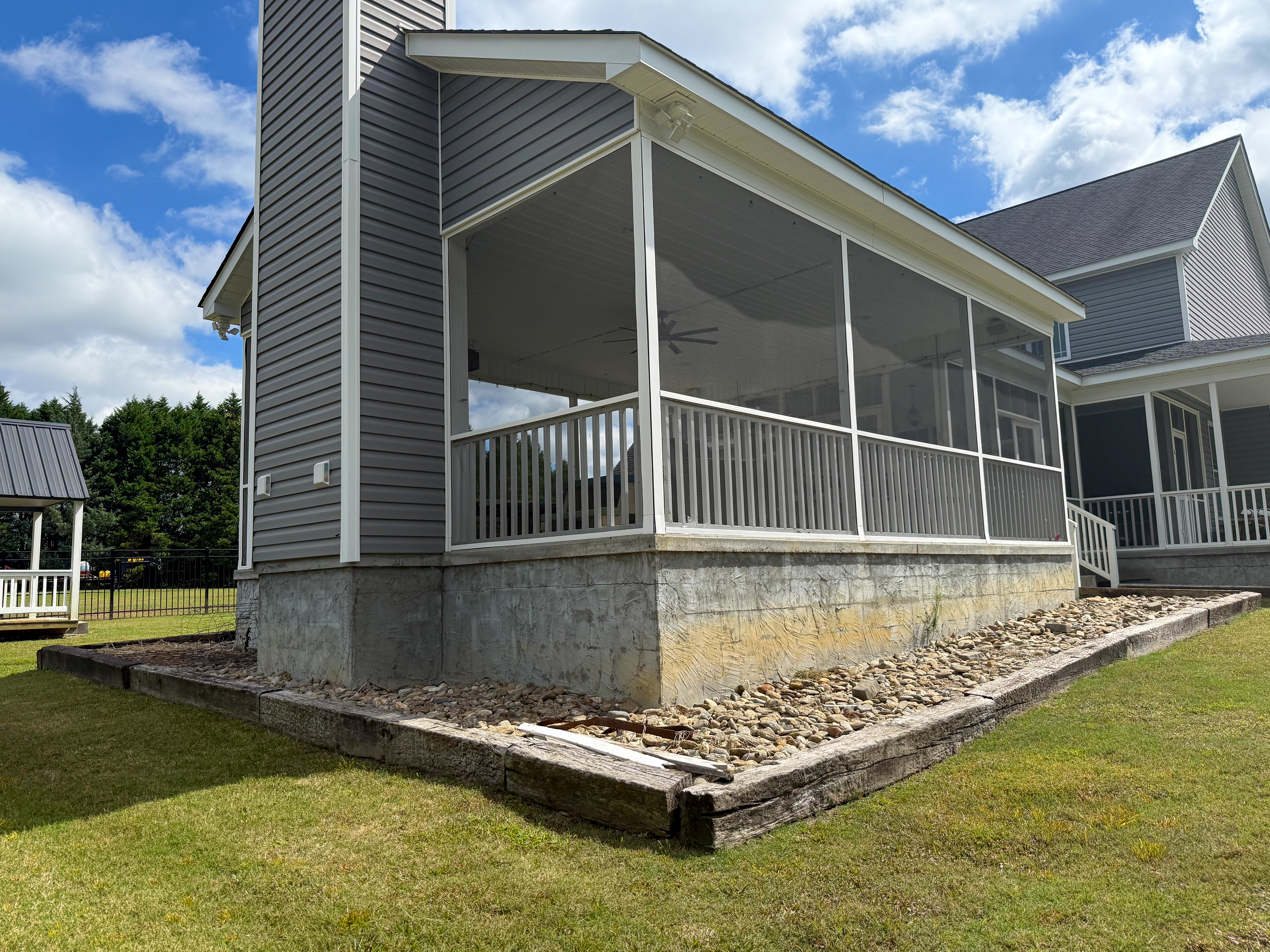 Screened porch and shed — rear elevation.